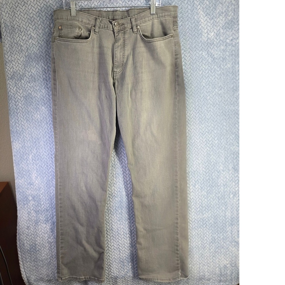 Perry Ellis Straight Leg Jeans Mens Grey Denim Pants‎ Classic Fit 35x31.5 faded